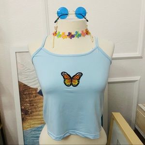 BUTTERFLY Choker + Cami Top + Gold Glasses Chain